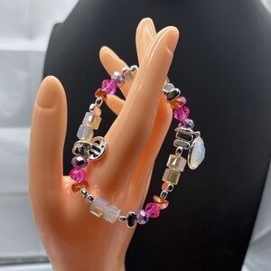 BP Pink and Silver Beaded Bracelet